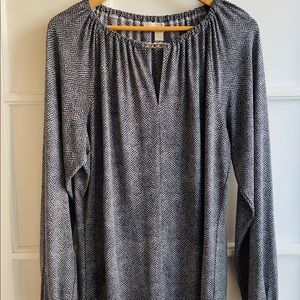 Michael Kors Long Sleeve Black and White Top